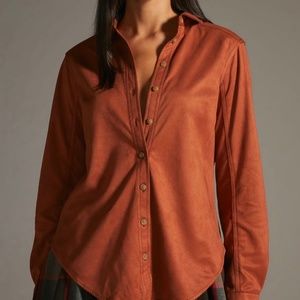 Pilcro Suede Button Down - Cedar / Size Small